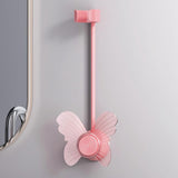 Maxbell Wall Mount Hair Dryer Holder Hands Free Bendable Rod Hairdryer Stand Butterfly Pink