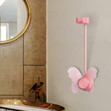 Maxbell Wall Mount Hair Dryer Holder Hands Free Bendable Rod Hairdryer Stand Butterfly Pink