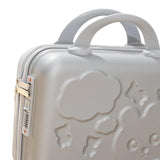 Maxbell Hard Shell Cosmetic Case 14inch Small with Elastic Band Suitcase for Women Silver
