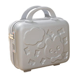 Maxbell Hard Shell Cosmetic Case 14inch Small with Elastic Band Suitcase for Women Silver