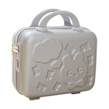 Maxbell Hard Shell Cosmetic Case 14inch Small with Elastic Band Suitcase for Women Silver