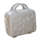 Maxbell Hard Shell Cosmetic Case 14inch Small with Elastic Band Suitcase for Women Silver
