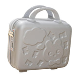 Maxbell Hard Shell Cosmetic Case 14inch Small with Elastic Band Suitcase for Women Silver