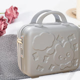Maxbell Hard Shell Cosmetic Case 14inch Small with Elastic Band Suitcase for Women Silver
