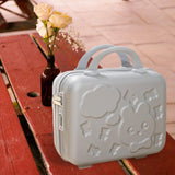 Maxbell Hard Shell Cosmetic Case 14inch Small with Elastic Band Suitcase for Women Silver