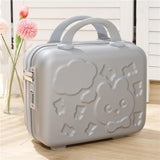 Maxbell Hard Shell Cosmetic Case 14inch Small with Elastic Band Suitcase for Women Silver