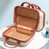 Maxbell 14 inch Small Suitcase Case with Handle Password Lock Mini for Business Beige