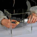 Maxbell Grinding Dust Box Acrylic Portable Clear with 2 Holes for Buffing Engraving