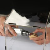 Maxbell Grinding Dust Box Acrylic Portable Clear with 2 Holes for Buffing Engraving