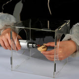 Maxbell Grinding Dust Box Acrylic Portable Clear with 2 Holes for Buffing Engraving