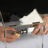 Maxbell Grinding Dust Box Acrylic Portable Clear with 2 Holes for Buffing Engraving