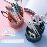 Maxbell Desk Pencil Pen Holder Makeup Brush Bucket Multipurpose for Office Bedroom Blue