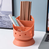 Maxbell Desk Pencil Pen Holder Makeup Brush Bucket Multipurpose for Office Bedroom Orange