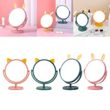 Maxbell Desktop Makeup Mirror 360 Degree Rotation for Dresser Shaving Tabletop Cat Pink