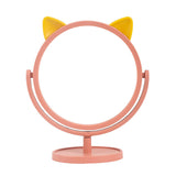 Maxbell Desktop Makeup Mirror 360 Degree Rotation for Dresser Shaving Tabletop Cat Pink