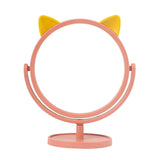 Maxbell Desktop Makeup Mirror 360 Degree Rotation for Dresser Shaving Tabletop Cat Pink