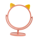 Maxbell Desktop Makeup Mirror 360 Degree Rotation for Dresser Shaving Tabletop Cat Pink