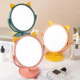 Maxbell Desktop Makeup Mirror 360 Degree Rotation for Dresser Shaving Tabletop Cat Pink
