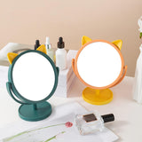 Maxbell Desktop Makeup Mirror 360 Degree Rotation for Dresser Shaving Tabletop Cat Navy Blue