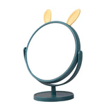 Maxbell Desktop Makeup Mirror 360 Degree Rotation for Dresser Shaving Tabletop Rabbit Ear Navy Blue