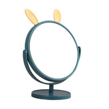Maxbell Desktop Makeup Mirror 360 Degree Rotation for Dresser Shaving Tabletop Rabbit Ear Navy Blue