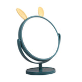 Maxbell Desktop Makeup Mirror 360 Degree Rotation for Dresser Shaving Tabletop Rabbit Ear Navy Blue