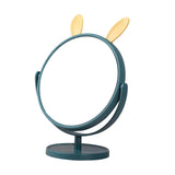Maxbell Desktop Makeup Mirror 360 Degree Rotation for Dresser Shaving Tabletop Rabbit Ear Navy Blue