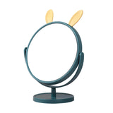 Maxbell Desktop Makeup Mirror 360 Degree Rotation for Dresser Shaving Tabletop Rabbit Ear Navy Blue