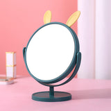 Maxbell Desktop Makeup Mirror 360 Degree Rotation for Dresser Shaving Tabletop Rabbit Ear Navy Blue