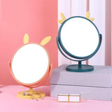 Maxbell Desktop Makeup Mirror 360 Degree Rotation for Dresser Shaving Tabletop Rabbit Ear Navy Blue
