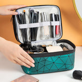 Maxbell Makeup Cosmetic Bag Transparent Visible for Toiletries Shampoo Jewelry Green