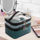 Maxbell Makeup Cosmetic Bag Transparent Visible for Toiletries Shampoo Jewelry Green