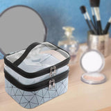 Maxbell Makeup Cosmetic Bag Transparent Visible for Toiletries Shampoo Jewelry Blue