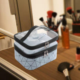 Maxbell Makeup Cosmetic Bag Transparent Visible for Toiletries Shampoo Jewelry Blue