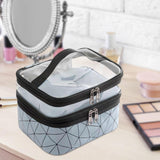 Maxbell Makeup Cosmetic Bag Transparent Visible for Toiletries Shampoo Jewelry Blue