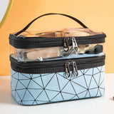 Maxbell Makeup Cosmetic Bag Transparent Visible for Toiletries Shampoo Jewelry Blue