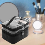 Maxbell Makeup Cosmetic Bag Transparent Visible for Toiletries Shampoo Jewelry Black