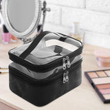 Maxbell Makeup Cosmetic Bag Transparent Visible for Toiletries Shampoo Jewelry Black