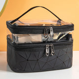 Maxbell Makeup Cosmetic Bag Transparent Visible for Toiletries Shampoo Jewelry Black