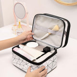 Maxbell Makeup Cosmetic Bag Transparent Visible for Toiletries Shampoo Jewelry Silver