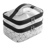 Maxbell Makeup Cosmetic Bag Transparent Visible for Toiletries Shampoo Jewelry Silver