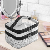 Maxbell Makeup Cosmetic Bag Transparent Visible for Toiletries Shampoo Jewelry Silver