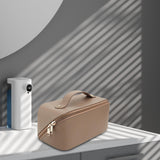 Maxbell Toiletry Bag PU Leather Toiletry Accessories for Female Anniversary Dating Coffee