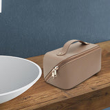 Maxbell Toiletry Bag PU Leather Toiletry Accessories for Female Anniversary Dating Coffee