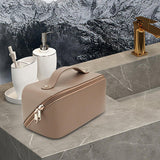 Maxbell Toiletry Bag PU Leather Toiletry Accessories for Female Anniversary Dating Coffee