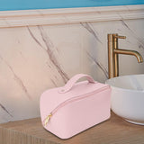 Maxbell Toiletry Bag PU Leather Toiletry Accessories for Female Anniversary Dating Pink