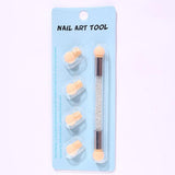 Maxbell Nail Sponge Brush with Rhinestone Acrylic Handle Manicure Tool Shading White