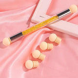 Maxbell Nail Sponge Brush with Rhinestone Acrylic Handle Manicure Tool Shading White