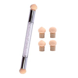 Maxbell Nail Sponge Brush with Rhinestone Acrylic Handle Manicure Tool Shading White