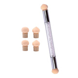 Maxbell Nail Sponge Brush with Rhinestone Acrylic Handle Manicure Tool Shading White